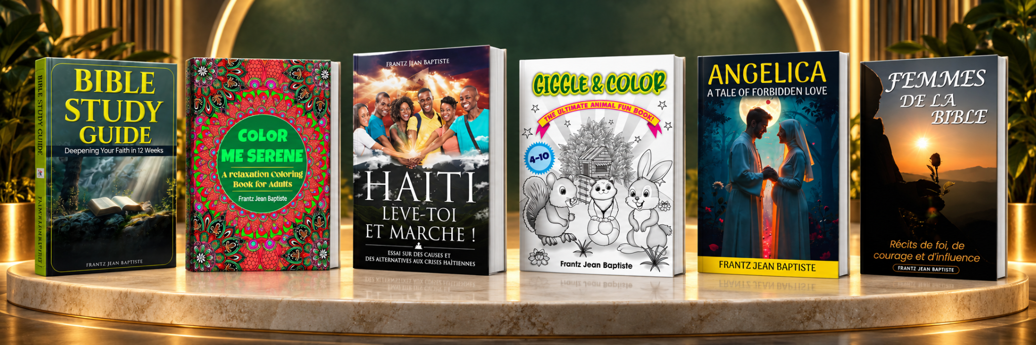 Sélection de six livres de Frantz Jean Baptiste publiés par Legacy New Editions